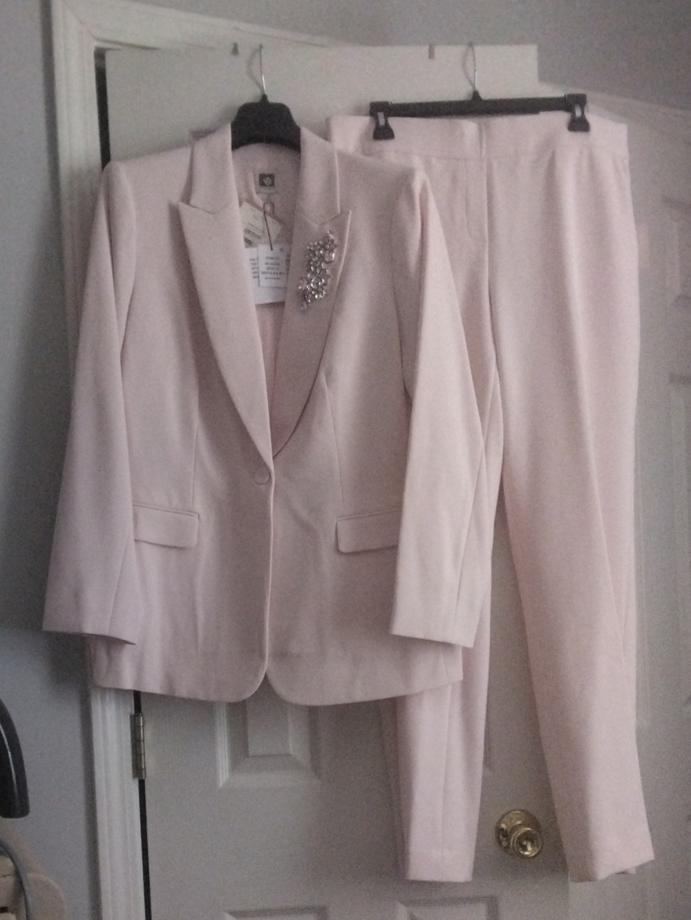 Anne Klein Soft Blossom Pink Blazer and Pants Set